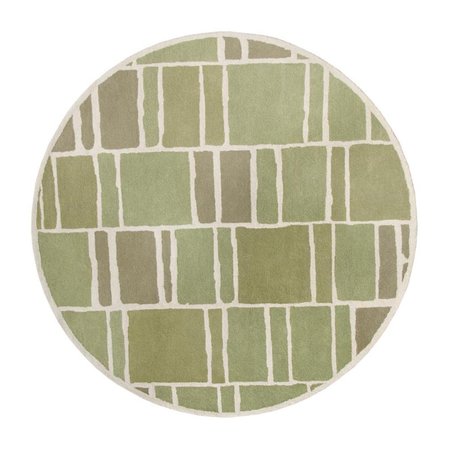 SAFAVIEH 8 x 8 ft. Martha Stewart Tufted and Hand Loomed Rug, Round - Green and Ivory MSR4559C-8R